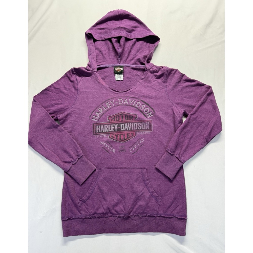 Harley-Davidson Womens Purple Hoodie M Graphic McGrath Hawkeye Iowa Motorcycle